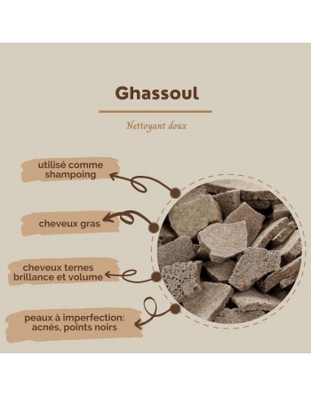 Ghassoul en poudre traditionnel Olivéa 100% naturel - pot de 200g. 