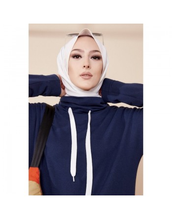Ensemble décontracté sweat et pantalon (Tenue Sport hiver Hijab) - Couleur bleu marine 