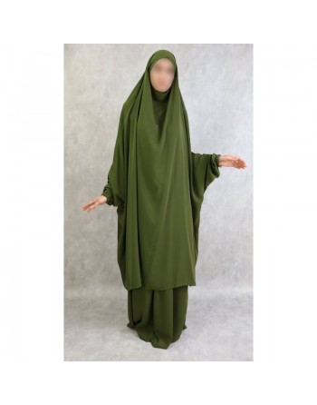 Jilbab adulte 2 pièces - Cape + Jupe évasée - Couleur vert kaki foncé 