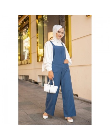 Salopette large - Combinaison pour femme (Mode Musulmane) - Couleur bleu indigo 