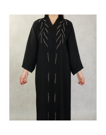 Robe Abaya Dubaï noire de qualité brodée à la main 