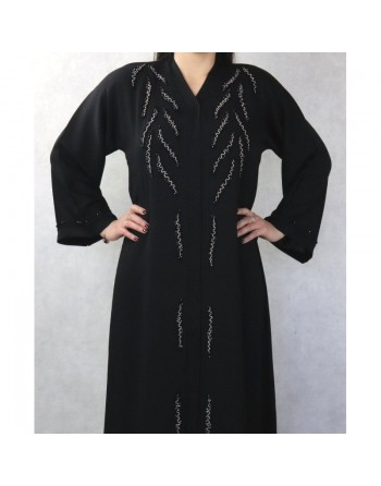 Robe Abaya Dubaï noire de qualité brodée à la main 