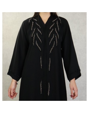 Robe Abaya Dubaï noire de qualité brodée à la main 