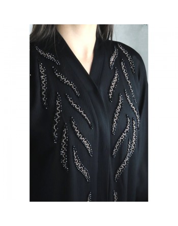 Robe Abaya Dubaï noire de qualité brodée à la main 
