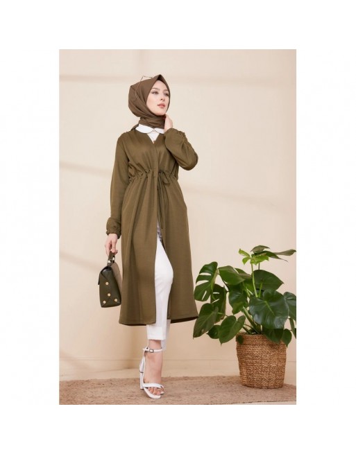Cardigan à lacet (Veste-Gilet style kimono - Boutique Modest Fashion Paris) - Couleur kaki Cardigan à lacet (Veste-Gilet style kimono - Boutique Modest Fashion Paris) - Couleur kaki
