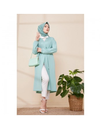 Cardigan à lacets (Boutique Musulmane Hijab en Ligne France) - Couleur menthe 