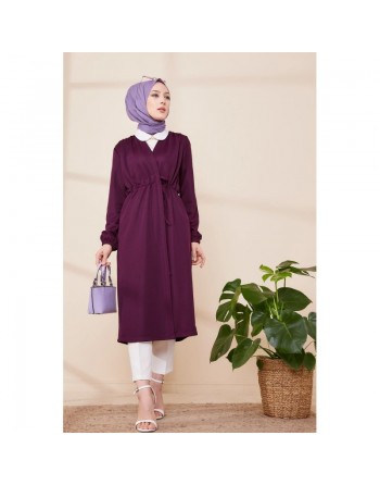 Cardigan à lacets pour femme (Boutique musulmane pas cher hijab en région parisienne) - Couleur violet 