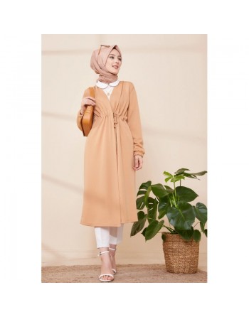 Cardigan pour femme (Boutique Musulmane Vêtement Hijab en Ligne - France) - Couleur camel clair 