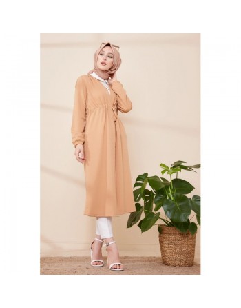 Cardigan pour femme (Boutique Musulmane Vêtement Hijab en Ligne - France) - Couleur camel clair 