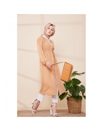 Cardigan pour femme (Boutique Musulmane Vêtement Hijab en Ligne - France) - Couleur camel clair 
