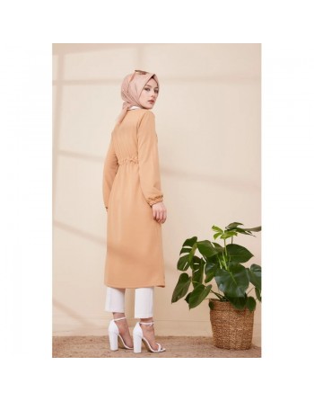 Cardigan pour femme (Boutique Musulmane Vêtement Hijab en Ligne - France) - Couleur camel clair 