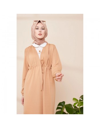 Cardigan pour femme (Boutique Musulmane Vêtement Hijab en Ligne - France) - Couleur camel clair 