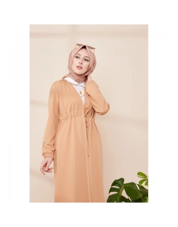 Cardigan pour femme (Boutique Musulmane Vêtement Hijab en Ligne - France) - Couleur camel clair 