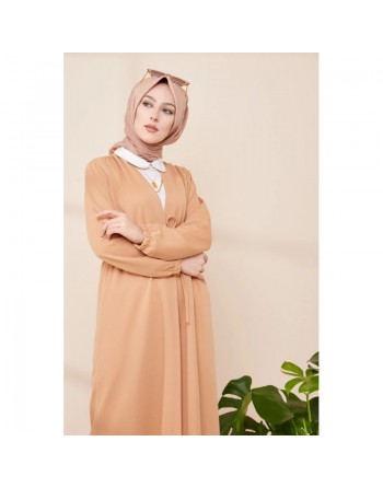 Cardigan pour femme (Boutique Musulmane Vêtement Hijab en Ligne - France) - Couleur camel clair 