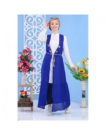 Cardigan Gilet long sans manches style oriental (Vetement pour femme musulmane moderne - Grande Taille) 