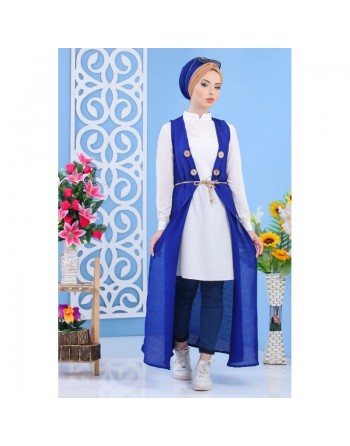 Cardigan Gilet long sans manches style oriental (Vetement pour femme musulmane moderne - Grande Taille) 