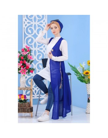 Cardigan Gilet long sans manches style oriental (Vetement pour femme musulmane moderne - Grande Taille) 