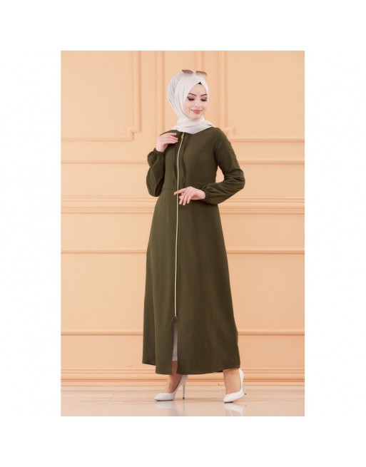 Robe zippée ample pour femmes (Vêtements Hijab France) - Couleur kaki Robe zippée ample pour femmes (Vêtements Hijab France) - Couleur kaki