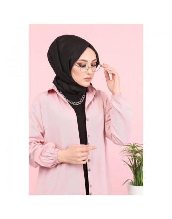 Tunique-Chemise ample boutonnée (Vetement femme voilée France) - Couleur rose clair 