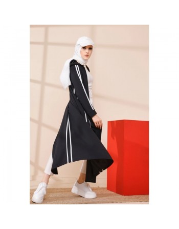 Gilet long - Veste longue sportswear (Tenue de sport pour femme musulmane) - Couleur noir 
