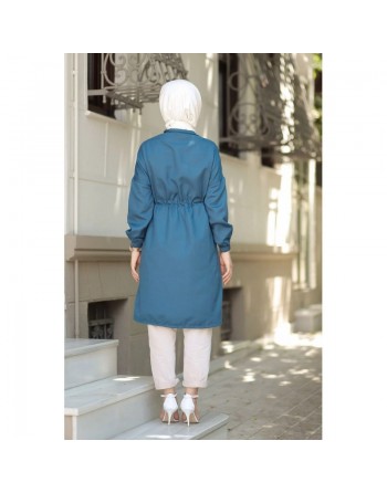 Veste moderne style décontracté avec fermeture zip (Vetement Hijab) - Couleur bleu indigo 