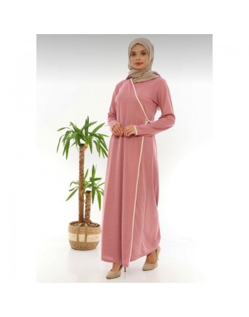 Robe Kimono pour femme (Vêtement musulman mastour pour Hijab) - Couleur rose 