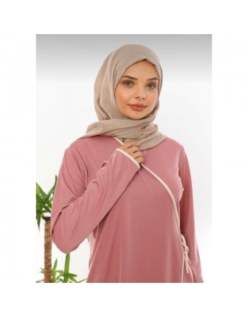 Robe Kimono pour femme (Vêtement musulman mastour pour Hijab) - Couleur rose 