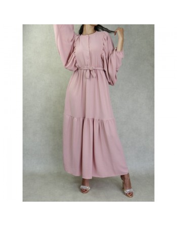 Robe tendance longue et ample pour femme - Couleur Rose 