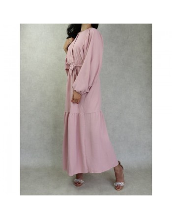 Robe tendance longue et ample pour femme - Couleur Rose 