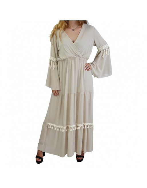 Robe longue cache-coeur pour femme - Plusieurs couleurs disponibles Robe longue cache-coeur pour femme - Plusieurs couleurs disponibles