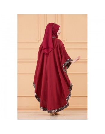Poncho over-size pour femme - Robe tunique ample (Tenue Hijab) - Couleur bordeaux 