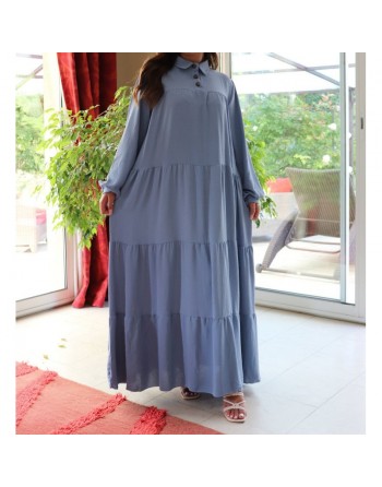 Robe longue évasée et ample pour femme - Couleur bleu ciel 