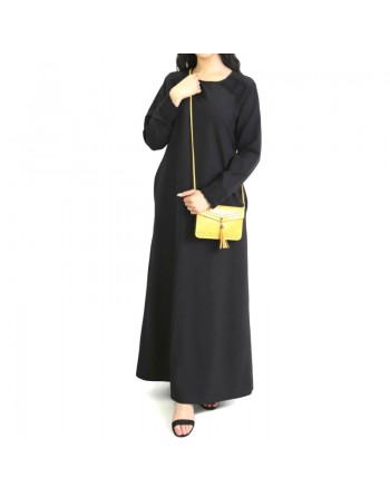 Robe longue à manches longues sobre et chic pour femme (Plusieurs couleurs disponibles) 