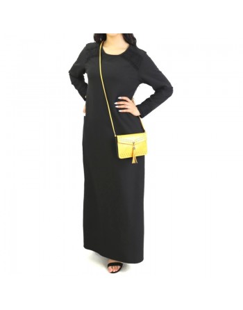 Robe longue à manches longues sobre et chic pour femme (Plusieurs couleurs disponibles) 