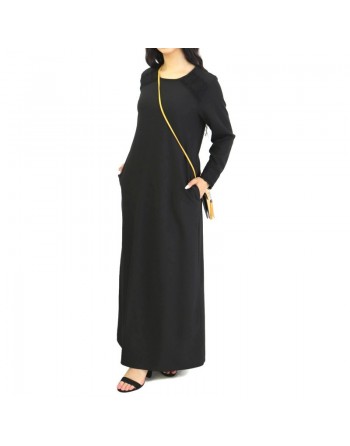 Robe longue à manches longues sobre et chic pour femme (Plusieurs couleurs disponibles) 