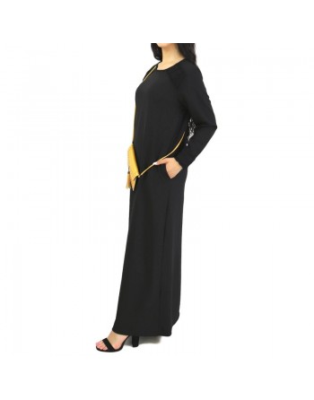 Robe longue à manches longues sobre et chic pour femme (Plusieurs couleurs disponibles) 