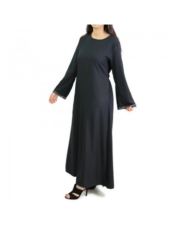 Robe longue avec ceinture et strass - Noir ou taupe 