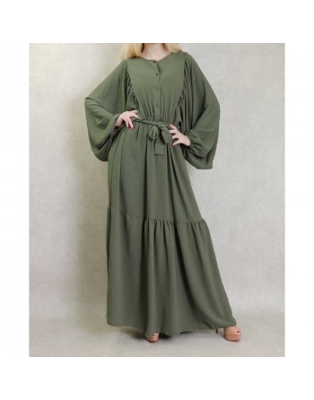 Robe tendance longue et ample pour femme - Couleur kaki 