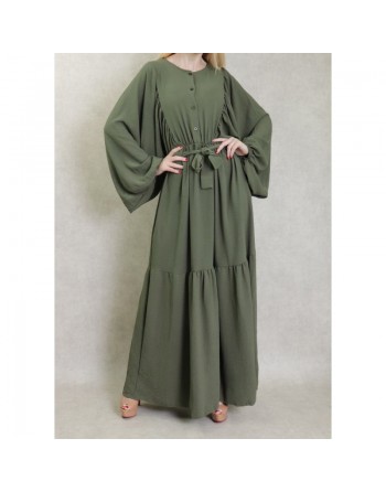 Robe tendance longue et ample pour femme - Couleur kaki 
