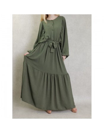 Robe tendance longue et ample pour femme - Couleur kaki 
