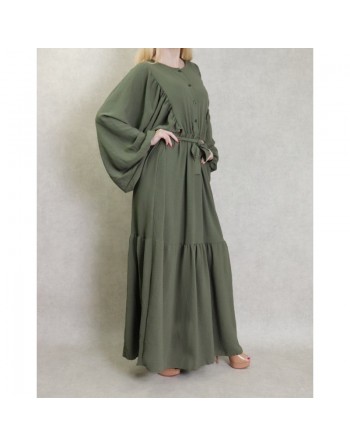 Robe tendance longue et ample pour femme - Couleur kaki 