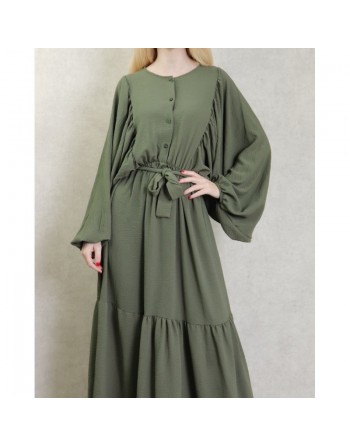 Robe tendance longue et ample pour femme - Couleur kaki 