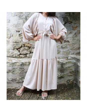 Robe tendance longue et ample pour femme - Couleur Beige 