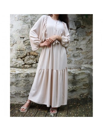 Robe tendance longue et ample pour femme - Couleur Beige 