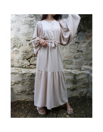 Robe tendance longue et ample pour femme - Couleur Beige 