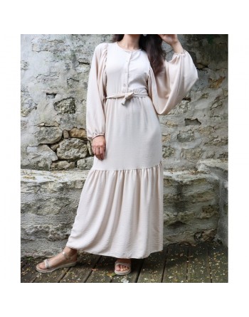 Robe tendance longue et ample pour femme - Couleur Beige 