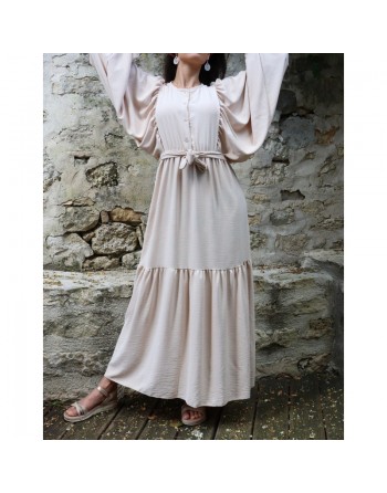 Robe tendance longue et ample pour femme - Couleur Beige 