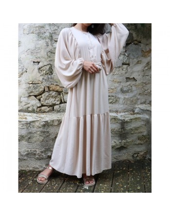 Robe tendance longue et ample pour femme - Couleur Beige 