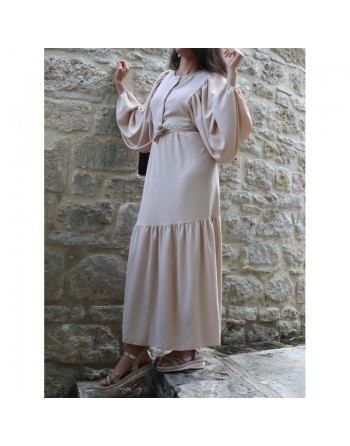 Robe tendance longue et ample pour femme - Couleur Beige 
