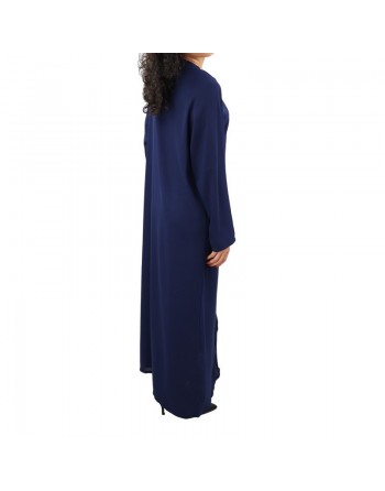 Robe / Abaya Longue à ouverture zip avec broderies et strass pour femme - ( Plusieurs couleurs disponibles) 